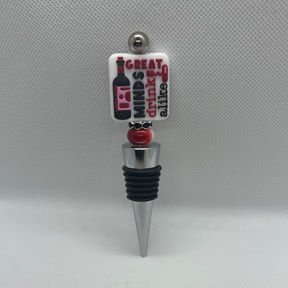 Handmade Silicone Focal Bead Wine Bottle Stopper with Fun Quote